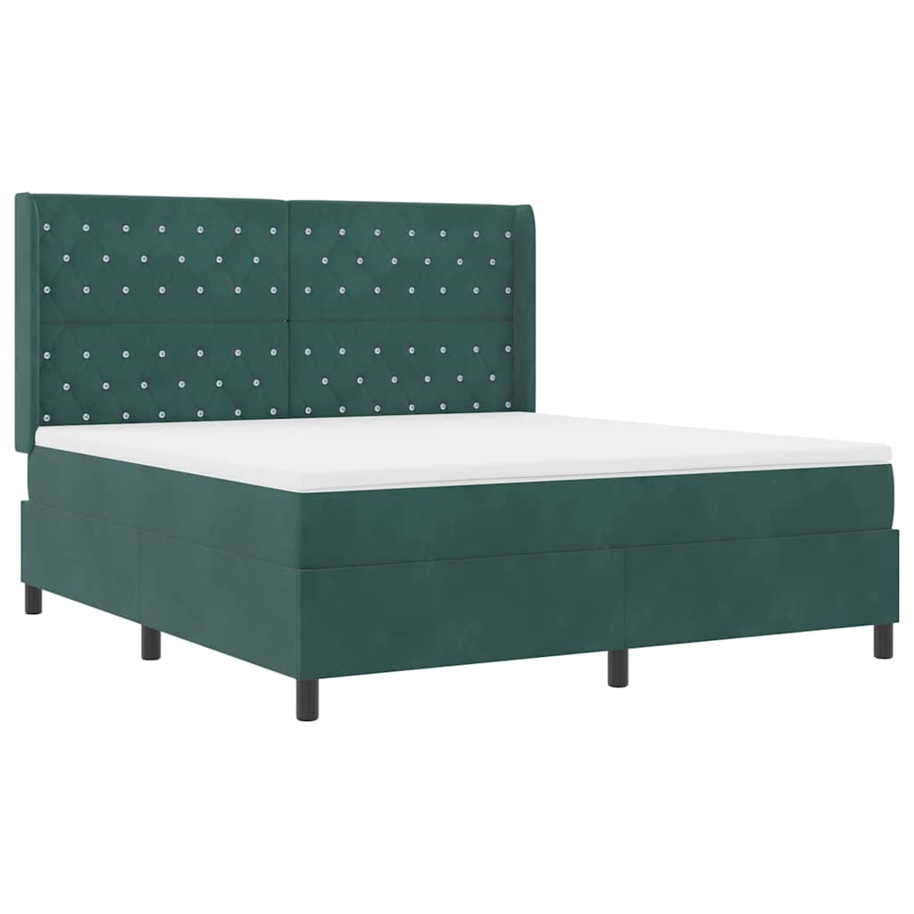 Lit à Ressorts avec Matelas LED Vert foncé 180 x 200 cm Velours - XIOS