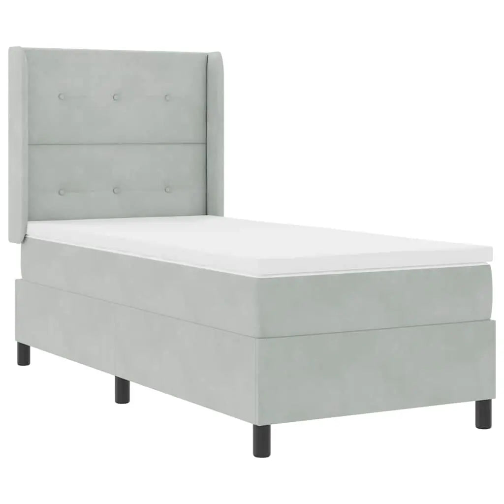 Lit à ressorts avec bandes LED Gris clair 90 x 190 cm Velours - XIOS