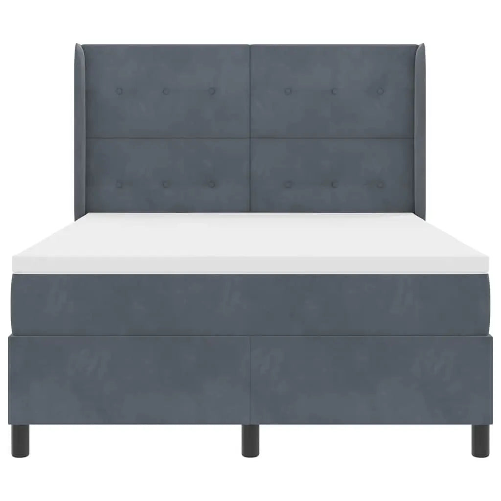 Lit à ressorts avec bandes LED Gris foncé 140 x 190 cm Velours - XIOS