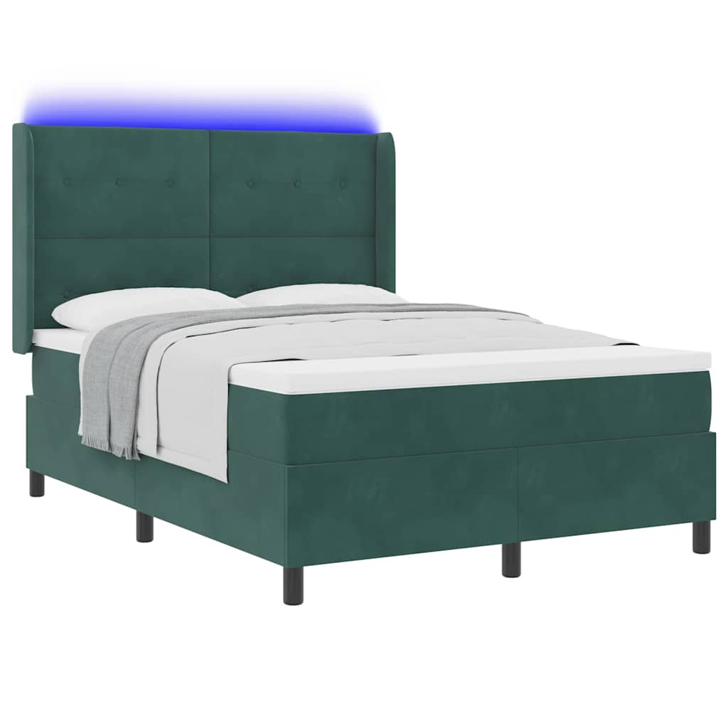 Lit à ressorts avec bandes LED Vert 140 x 190 cm Velours - XIOS