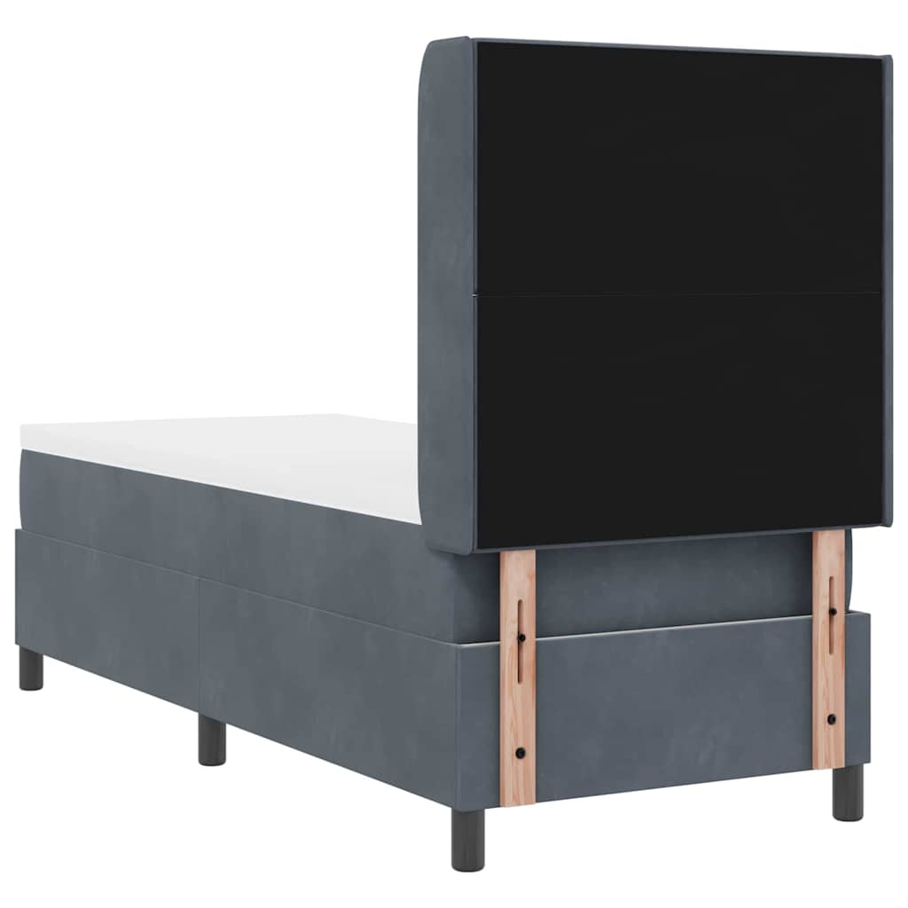 Lit à ressorts avec bandes LED Gris foncé 80 x 200 cm Velours