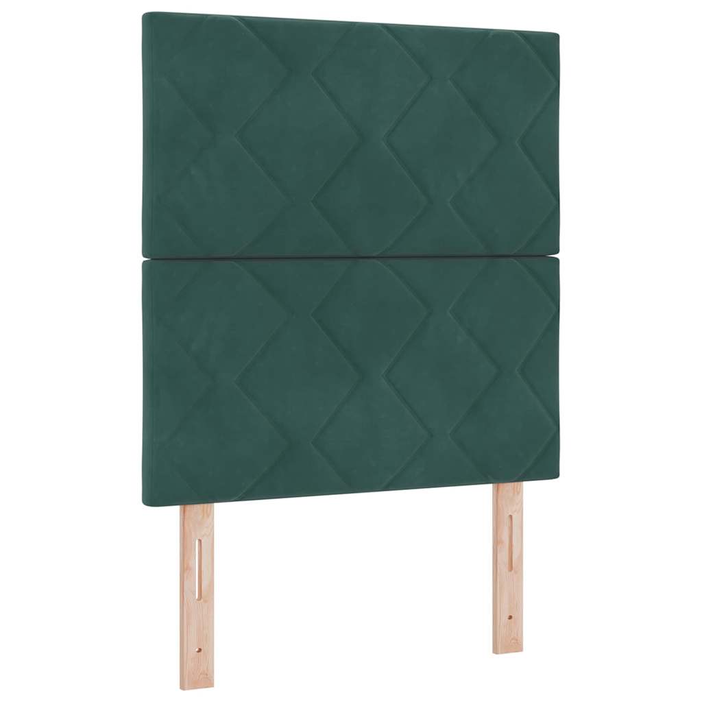 Lit à ressorts avec bandes LED Vert foncé 80 x 200 cm Velours