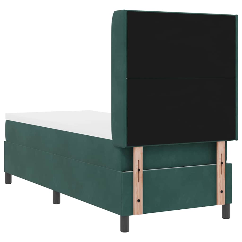 Lit à ressorts avec bandes LED Vert foncé 80 x 200 cm Velours
