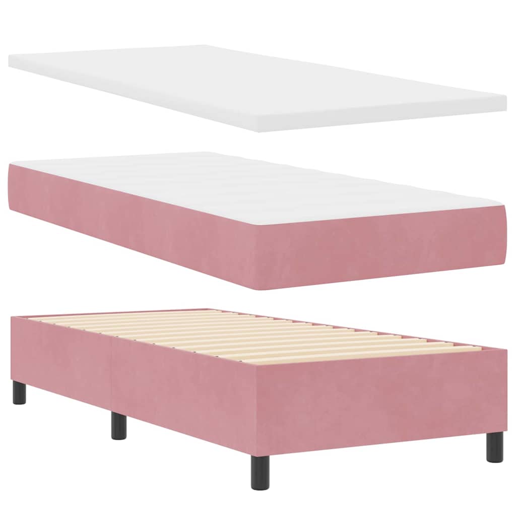 Lit à Ressorts avec Matelas LED Rose 100 x 200 cm Velours - XIOS