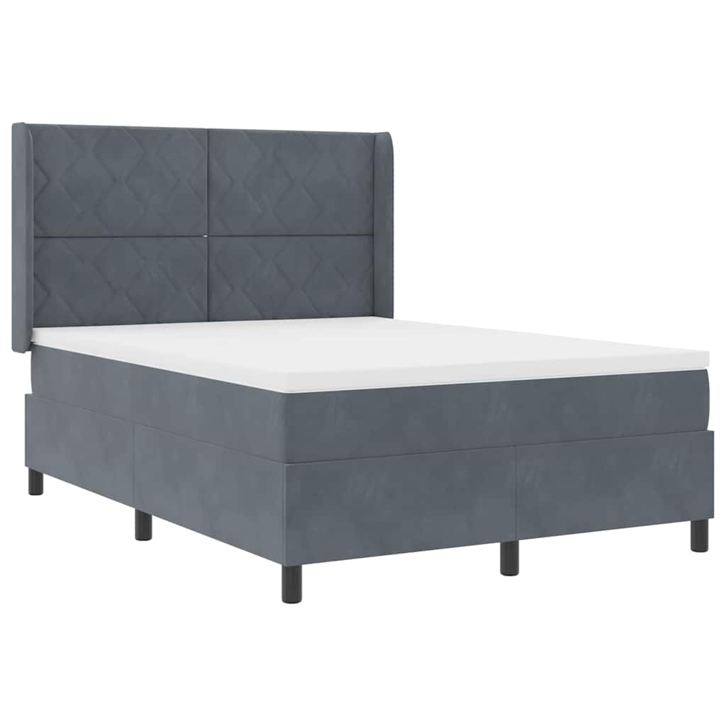 Lit à Ressorts avec Matelas LED Gris foncé 160 x 200 cm Velours - XIOS