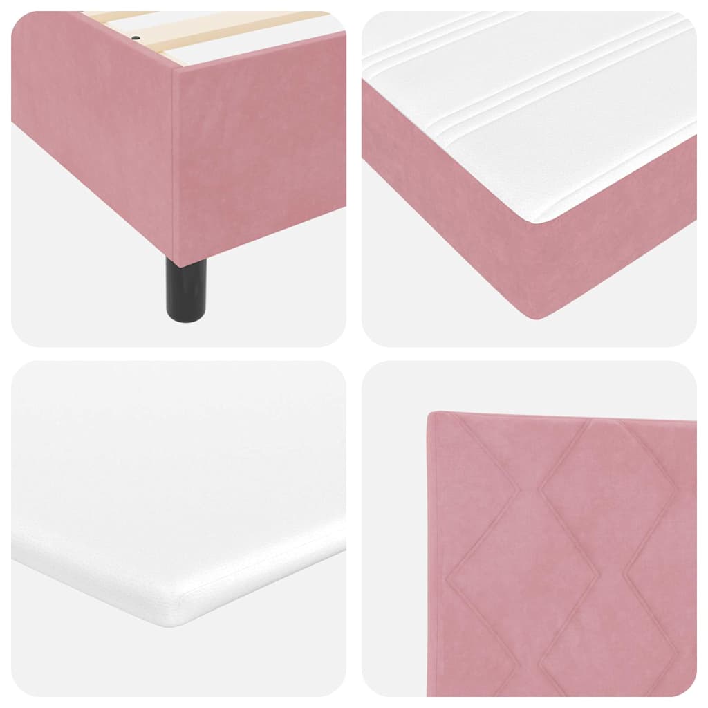 Lit à Ressorts avec Matelas LED Rose 200 x 200 cm Velours - XIOS