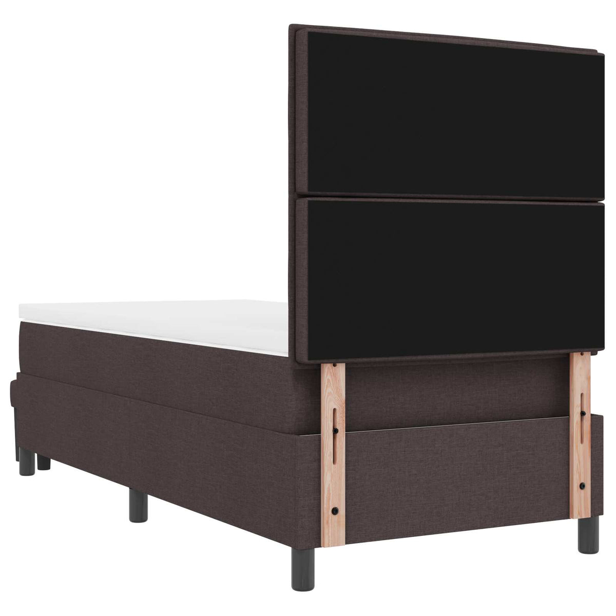 Lit à ressorts avec tête de lit Marron foncé 80 x 200 cm tissu