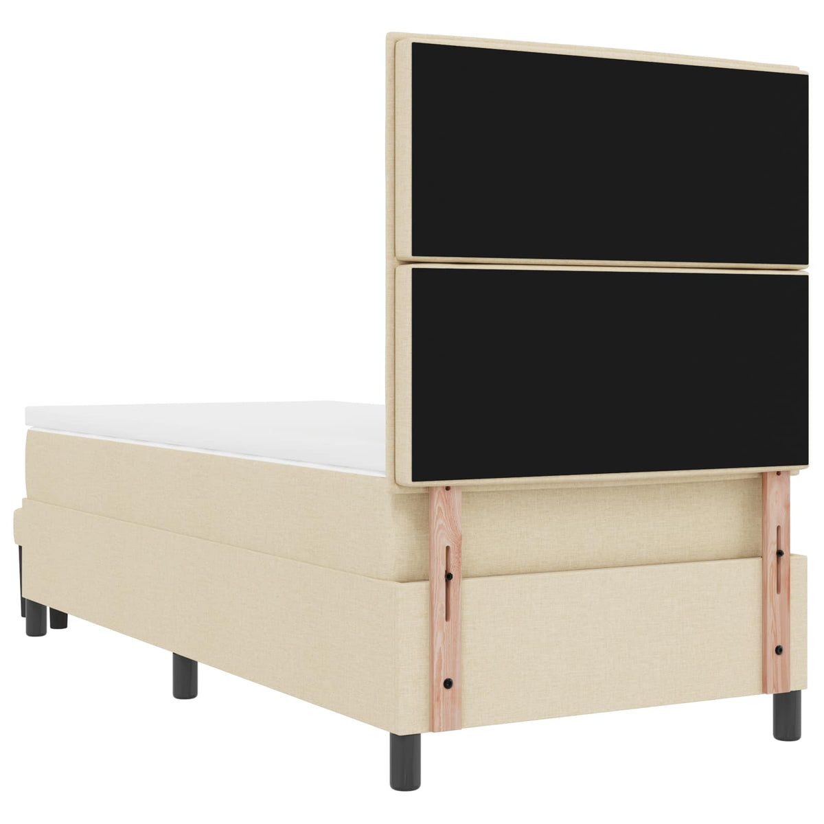 Lit à ressorts avec tête de lit Crème 80 x 200 cm tissu