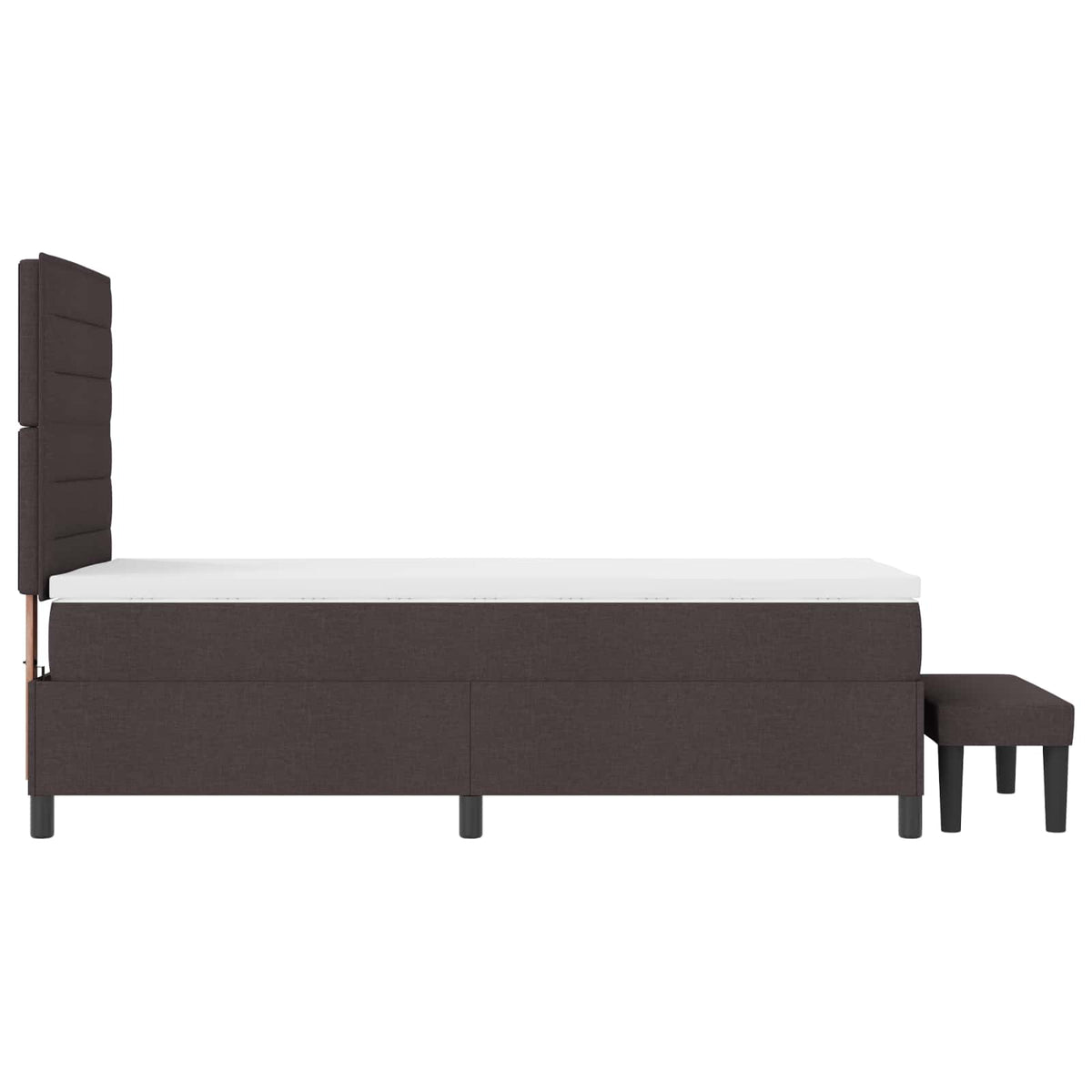 Lit à ressorts avec tête de lit Marron foncé 90 x 190 cm tissu