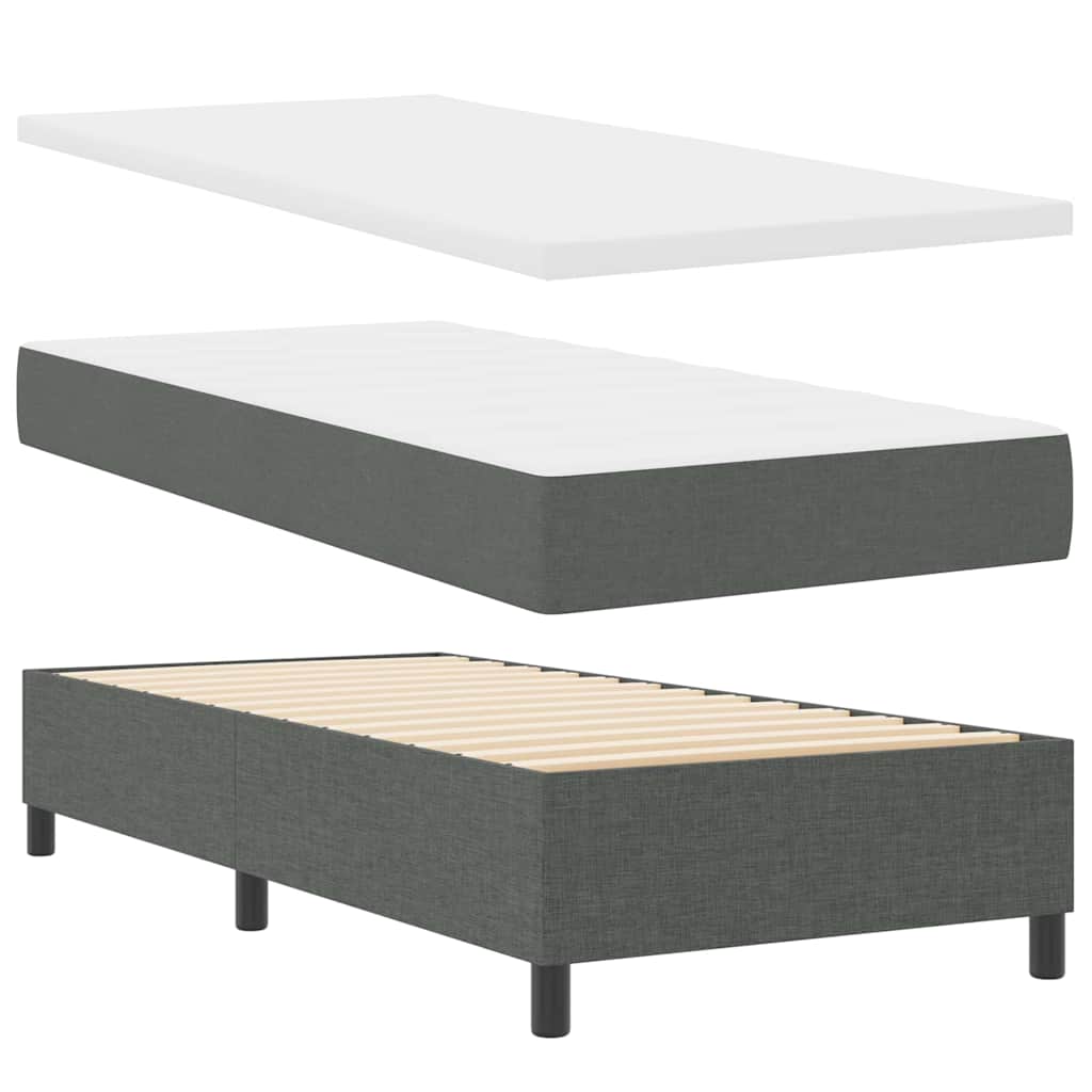 Lit à ressorts avec matelas Gris foncé 90 x 200 cm tissu - XIOS