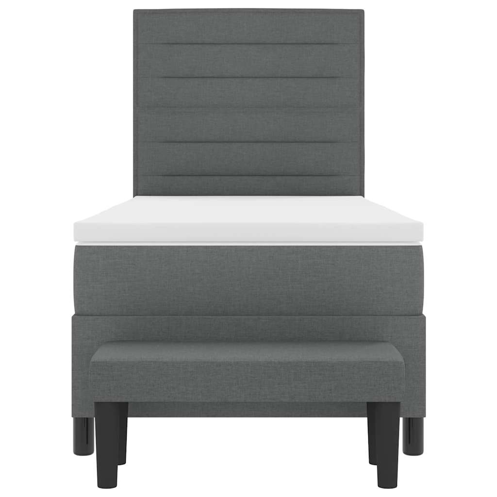 Lit à ressorts avec matelas Gris foncé 90 x 200 cm tissu - XIOS