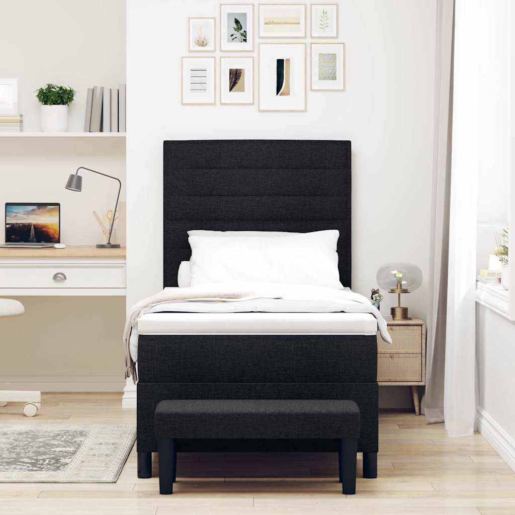 Lit à ressorts avec coussin Noir 90 x 200 cm tissu - XIOS