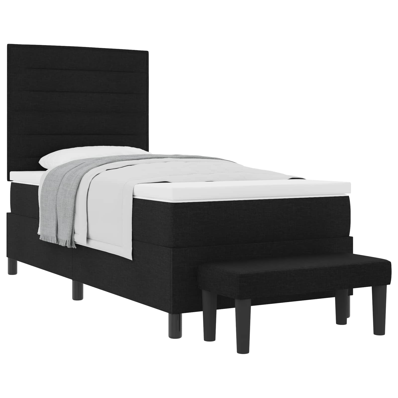 Lit à ressorts avec coussin Noir 90 x 200 cm tissu - XIOS