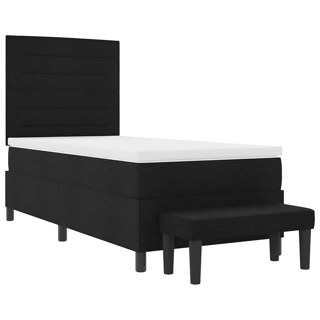Lit à ressorts avec coussin Noir 90 x 200 cm tissu - XIOS