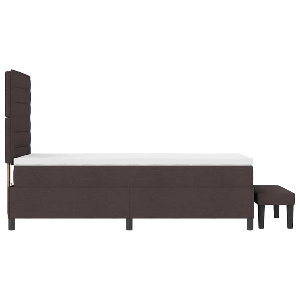 Lit à ressorts avec tête de lit Marron foncé 90 x 200 cm tissu