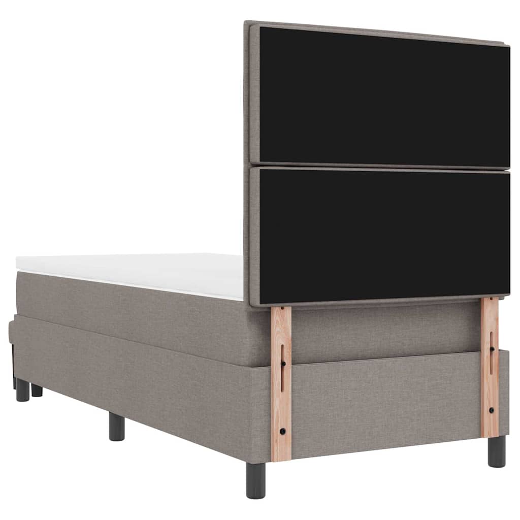 Lit à ressorts avec tête de lit Taupe 90 x 200 cm tissu