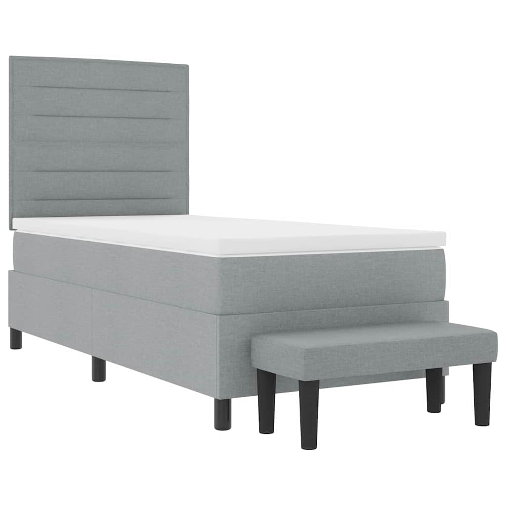 Lit à ressorts avec tête de lit Gris clair 100 x 200 cm tissu - XIOS