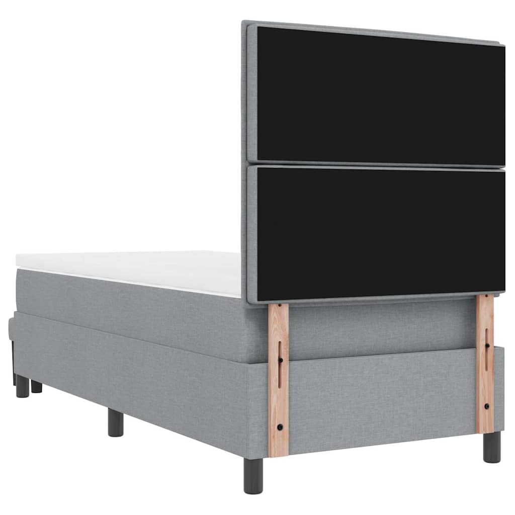 Lit à ressorts avec tête de lit Gris clair 100 x 200 cm tissu - XIOS