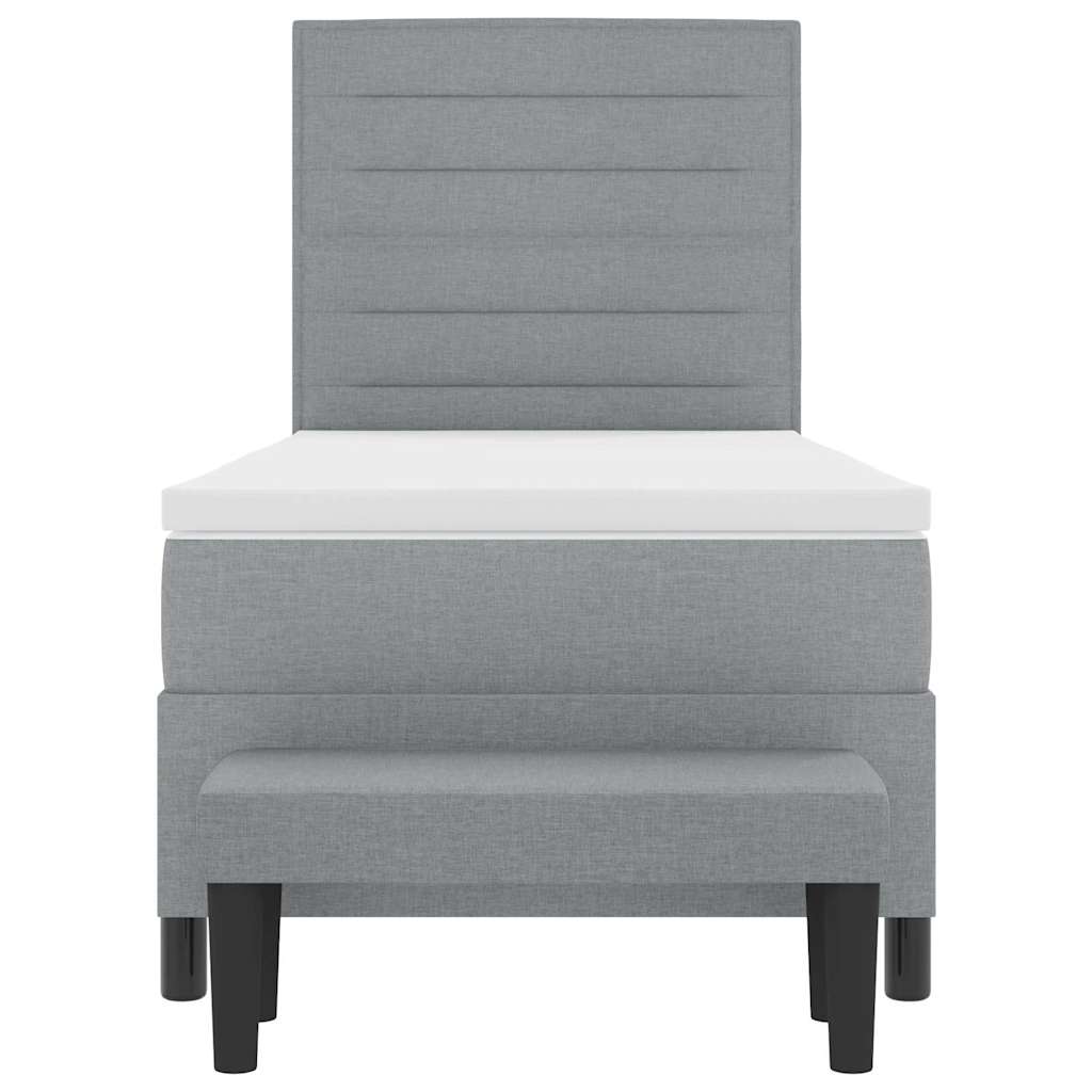 Lit à ressorts avec tête de lit Gris clair 100 x 200 cm tissu - XIOS