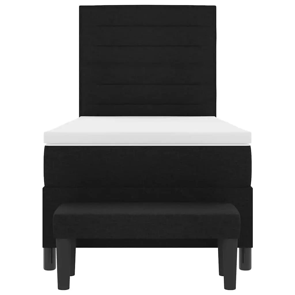 Lit à ressorts avec tête de lit Noir 100 x 200 cm tissu - XIOS