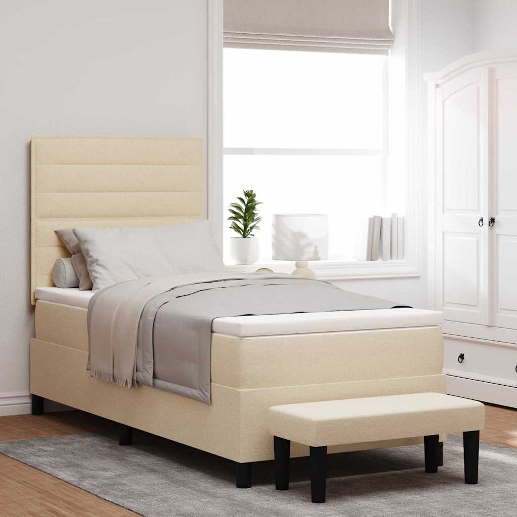 Lit à ressorts avec coussin Crème 100 x 200 cm tissu - XIOS