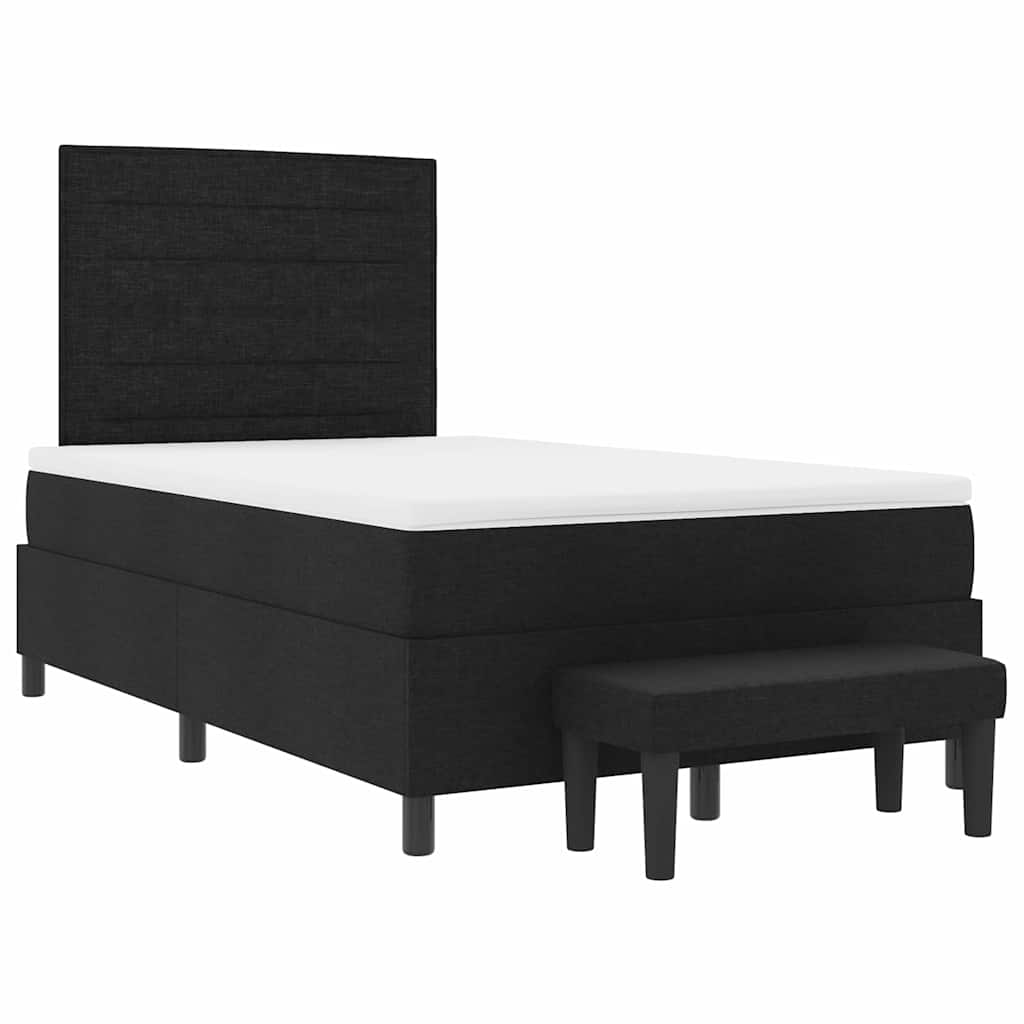Lit à ressorts avec tête de lit Noir 120 x 190 cm tissu - XIOS