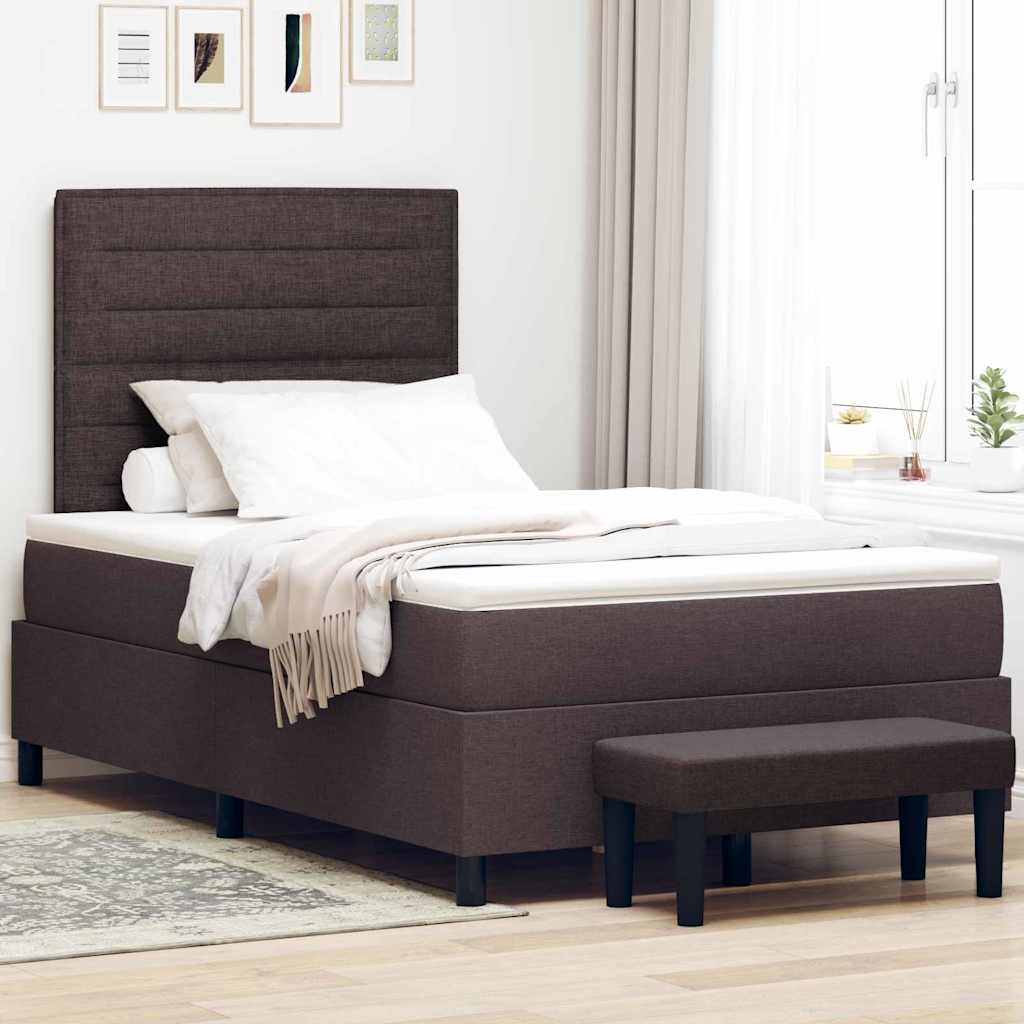 Lit à ressorts avec matelas Marron foncé 120 x 190 cm tissu - XIOS