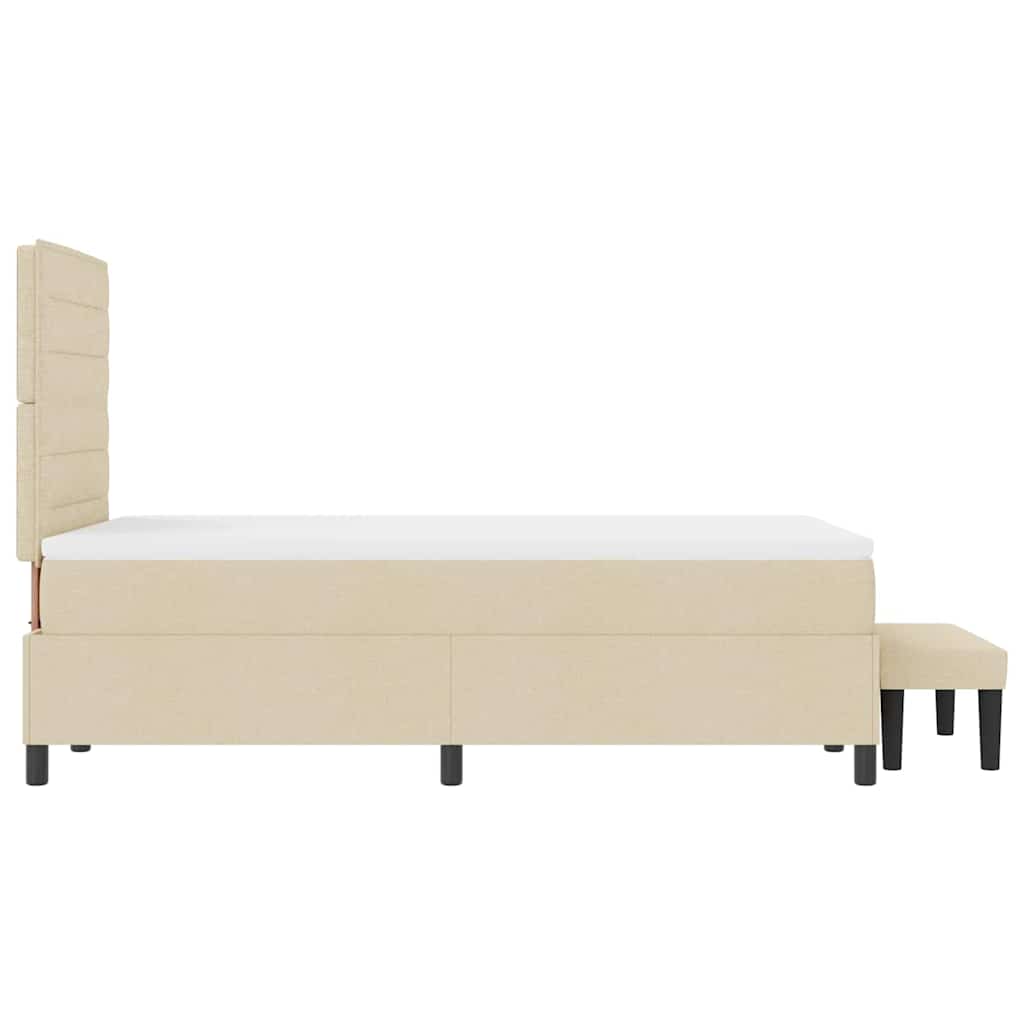 Lit à ressorts avec tête de lit Crème 120 x 200 cm tissu - XIOS