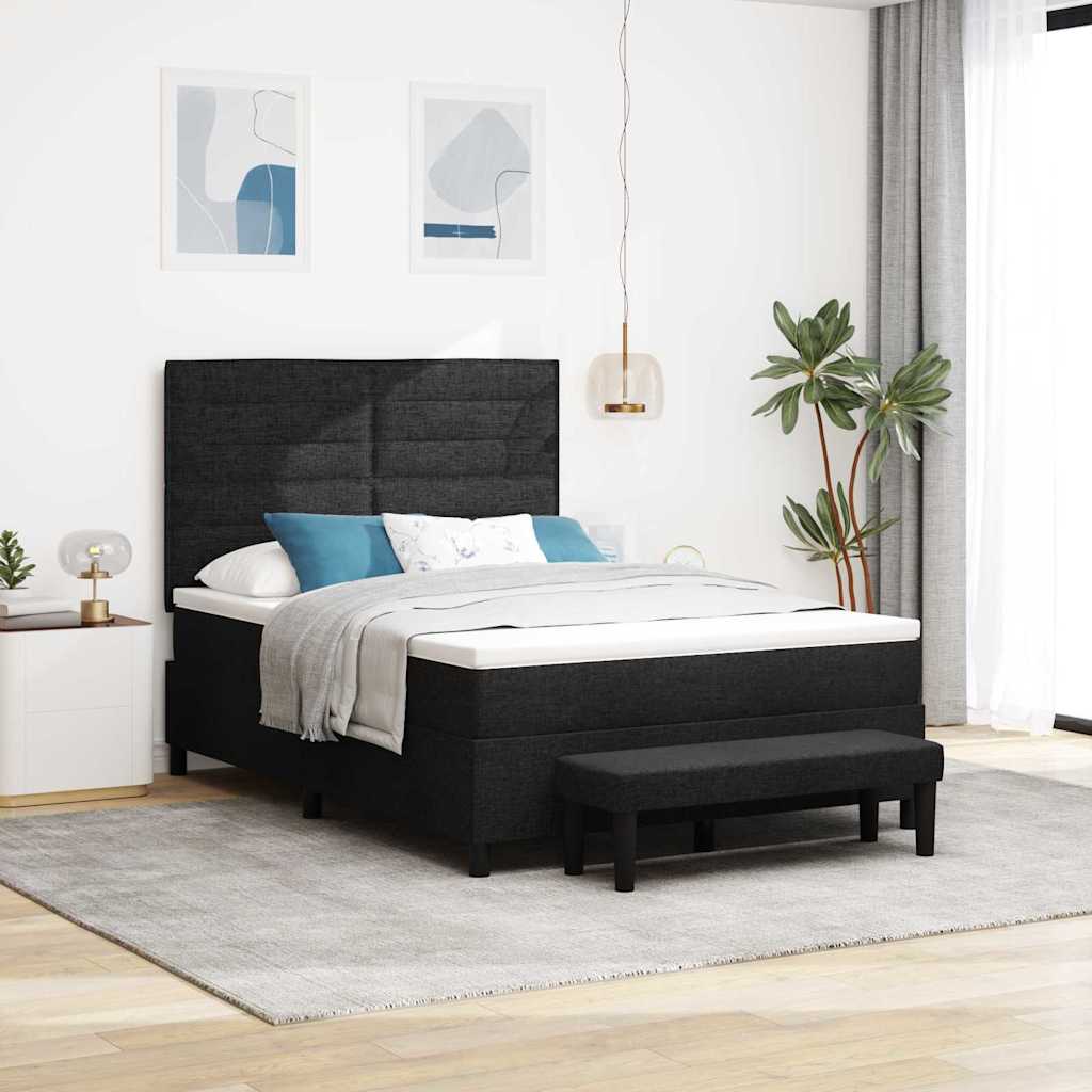 Lit à ressorts avec tête de lit Noir 140 x 190 cm tissu - XIOS