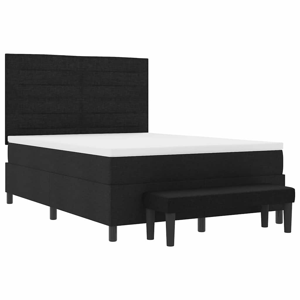 Lit à ressorts avec tête de lit Noir 140 x 190 cm tissu - XIOS