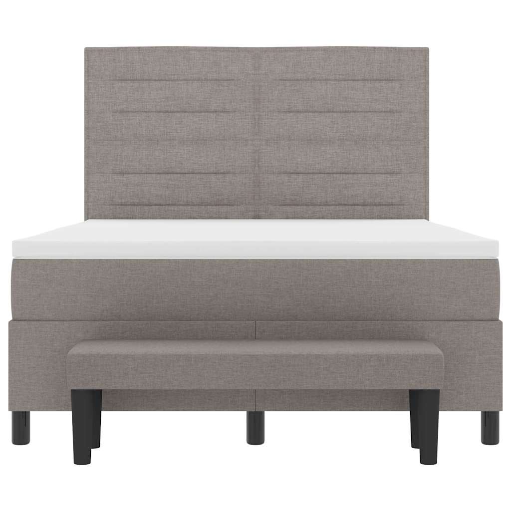 Lit à ressorts avec tête de lit Taupe 140 x 190 cm tissu