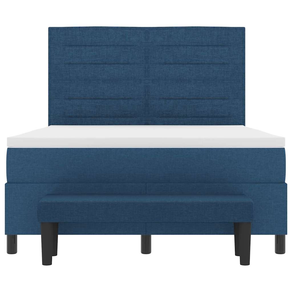 Lit à ressorts avec tête de lit Bleu 140 x 190 cm tissu - XIOS