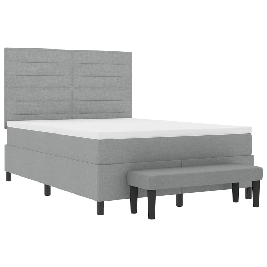 Lit à ressorts avec matelas Gris clair 140 x 200 cm tissu - XIOS
