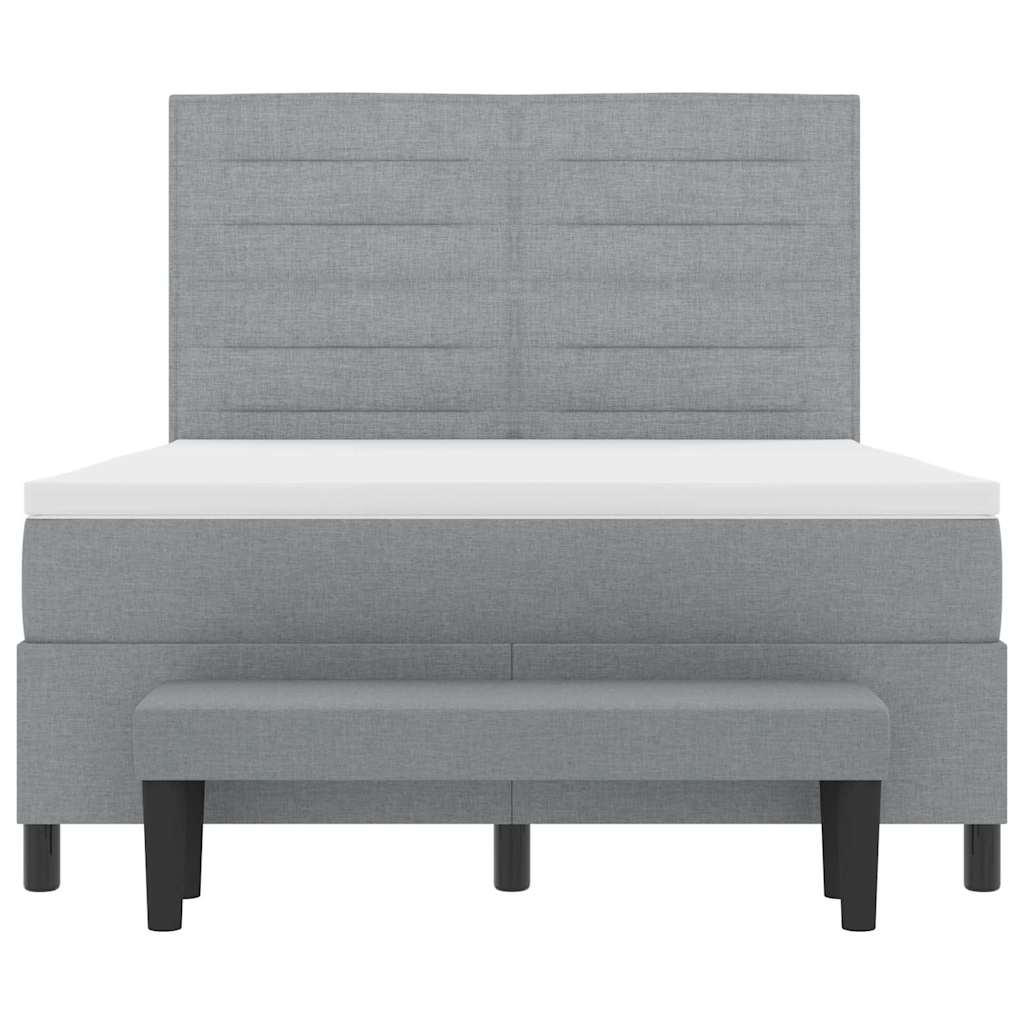 Lit à ressorts avec matelas Gris clair 140 x 200 cm tissu - XIOS