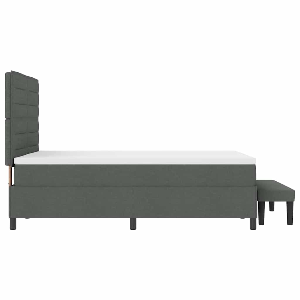 Lit à ressorts avec tête de lit Gris foncé 140 x 200 cm tissu