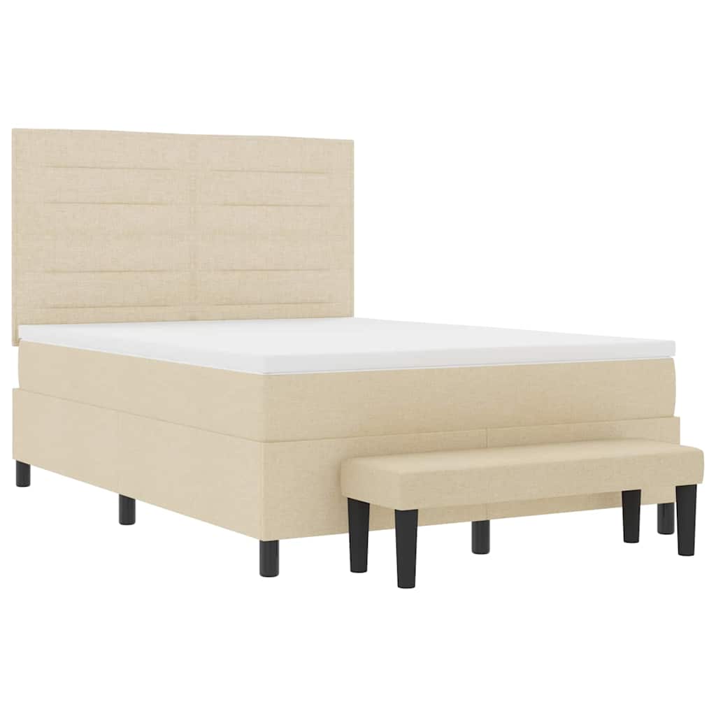 Lit à ressorts avec matelas Crème 140 x 200 cm tissu - XIOS