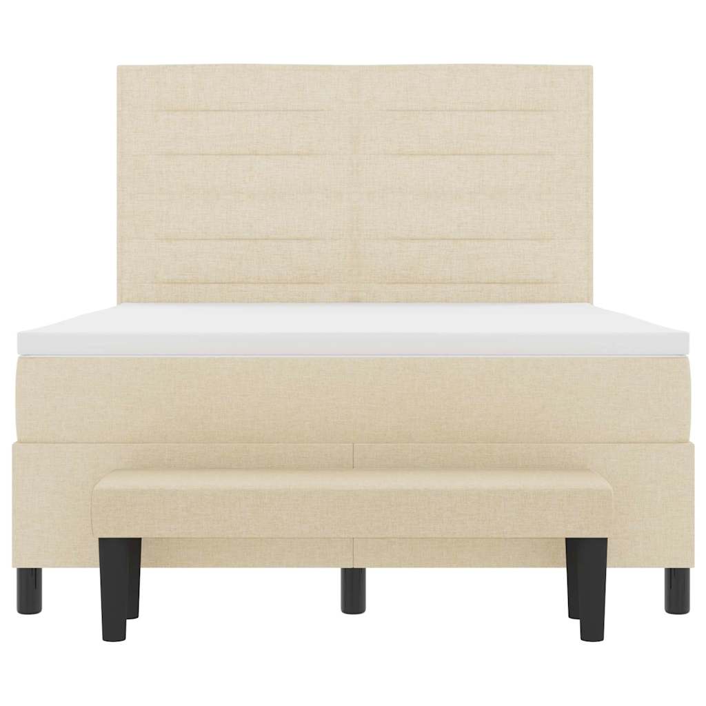 Lit à ressorts avec matelas Crème 140 x 200 cm tissu - XIOS