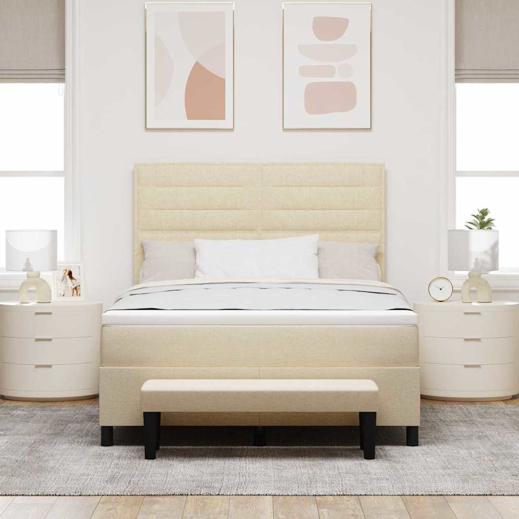 Lit à ressorts avec matelas Crème 160 x 200 cm tissu - XIOS