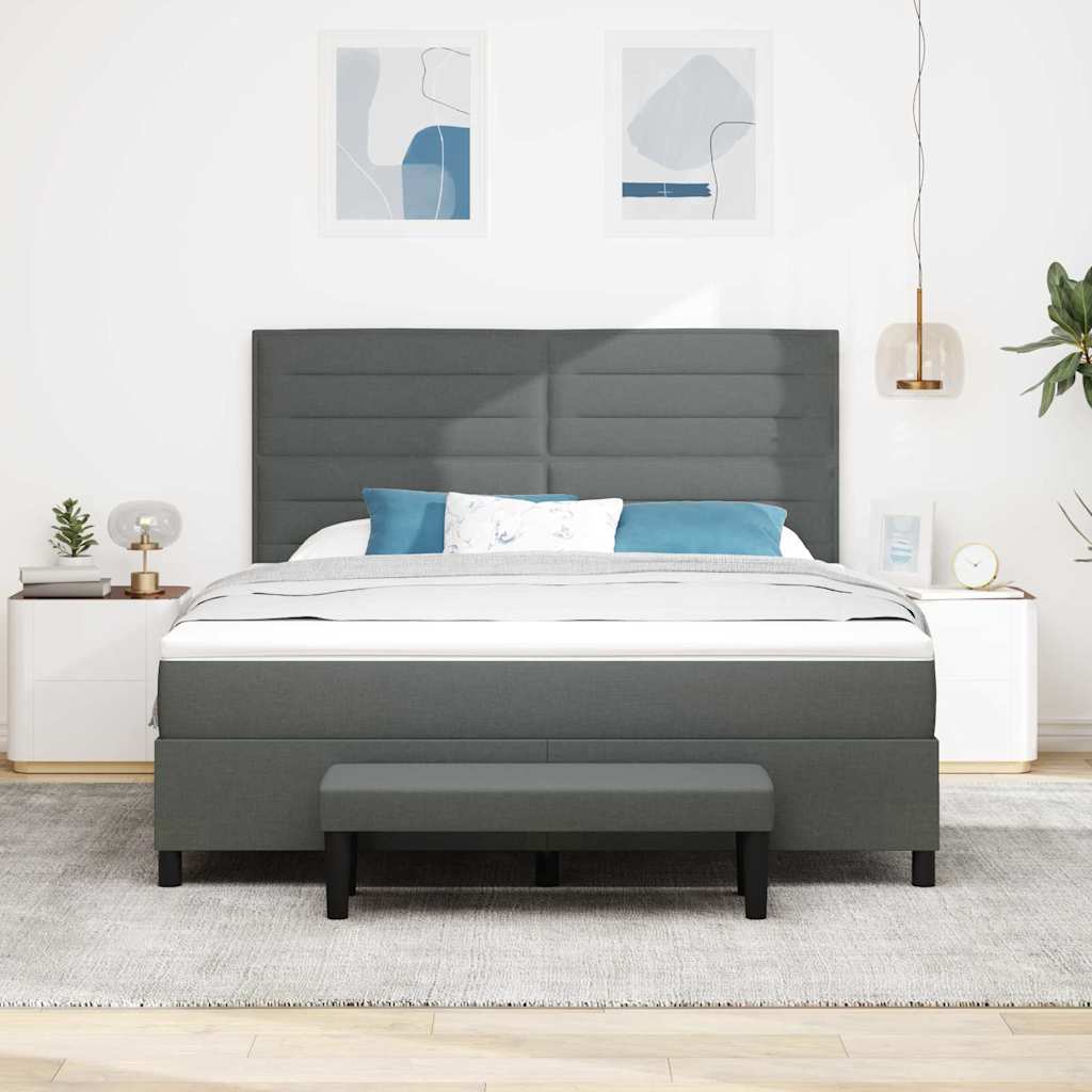 Lit à ressorts avec matelas Gris foncé 180 x 200 cm tissu - XIOS