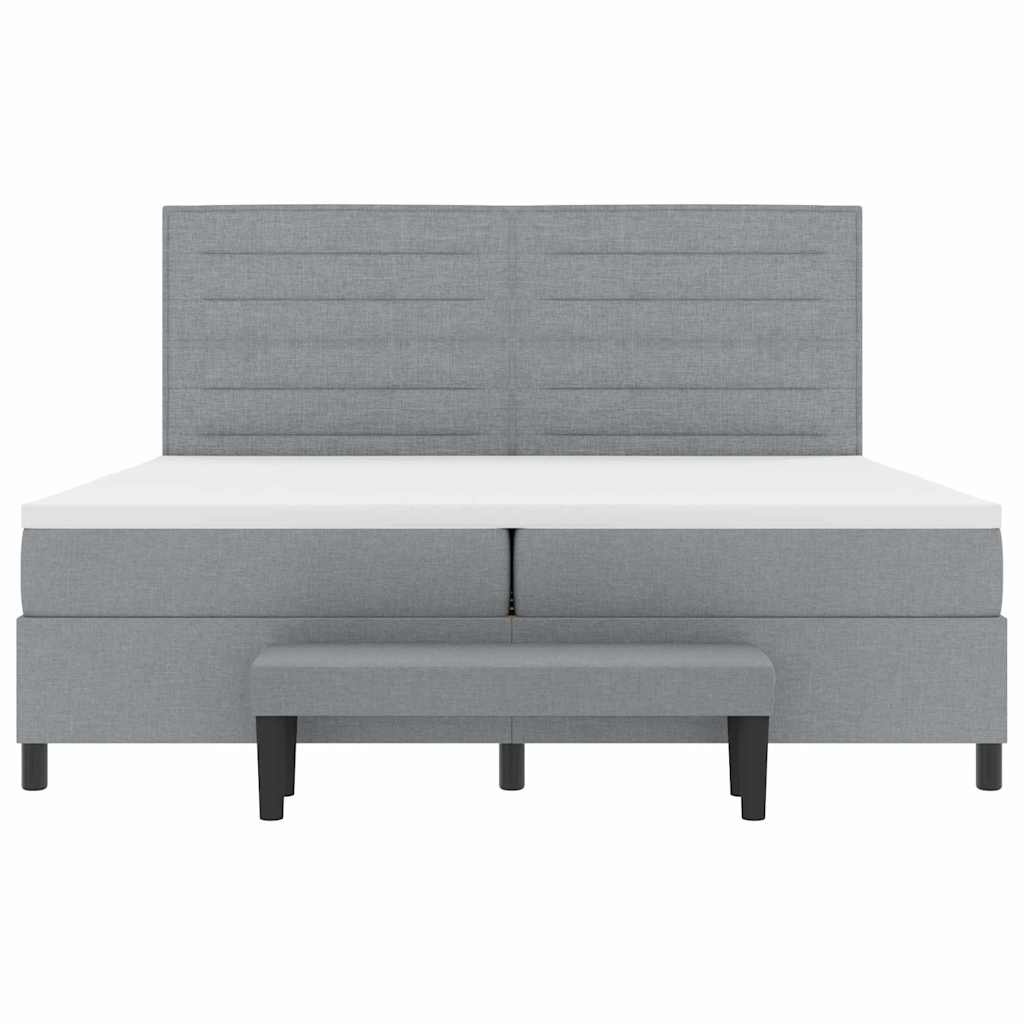 Lit à ressorts avec matelas Gris clair 200 x 200 cm tissu - XIOS