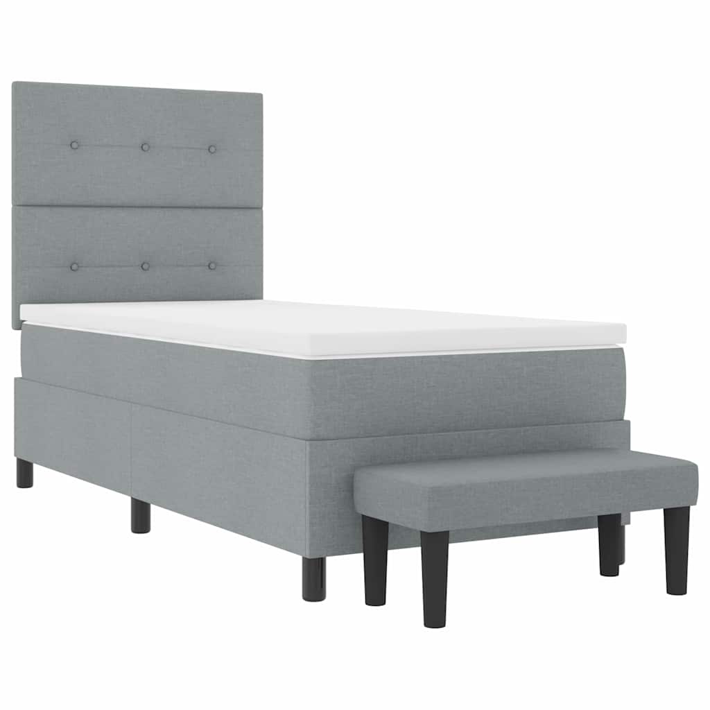 Lit à ressorts avec tête de lit Gris clair 90 x 190 cm tissu - XIOS
