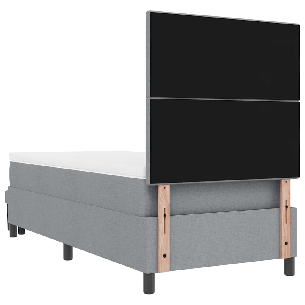 Lit à ressorts avec tête de lit Gris clair 90 x 190 cm tissu - XIOS