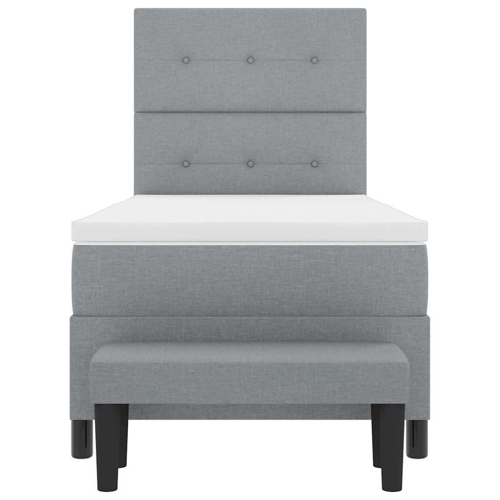 Lit à ressorts avec tête de lit Gris clair 90 x 190 cm tissu - XIOS