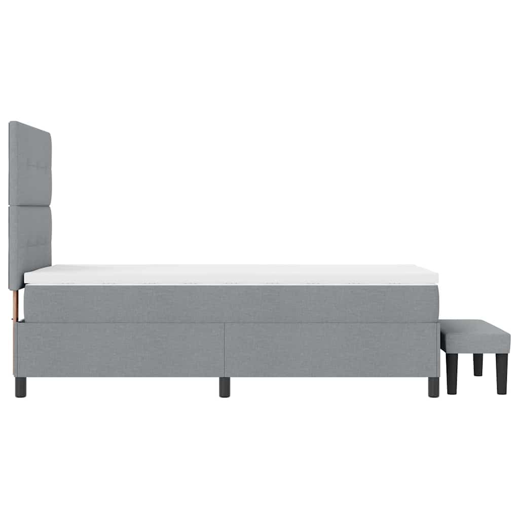 Lit à ressorts avec tête de lit Gris clair 90 x 190 cm tissu - XIOS
