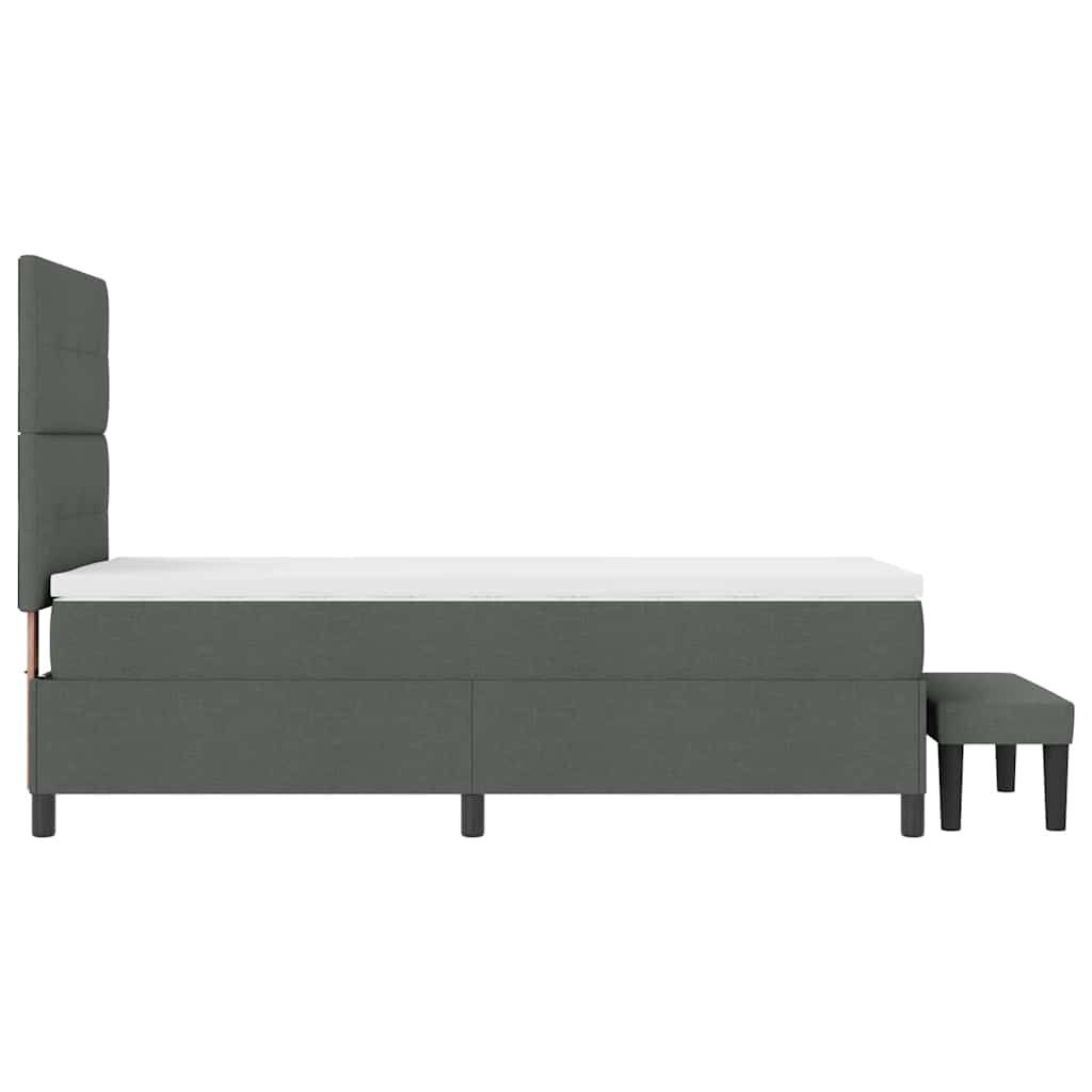 Lit à ressorts avec tête de lit Gris foncé 90 x 190 cm tissu
