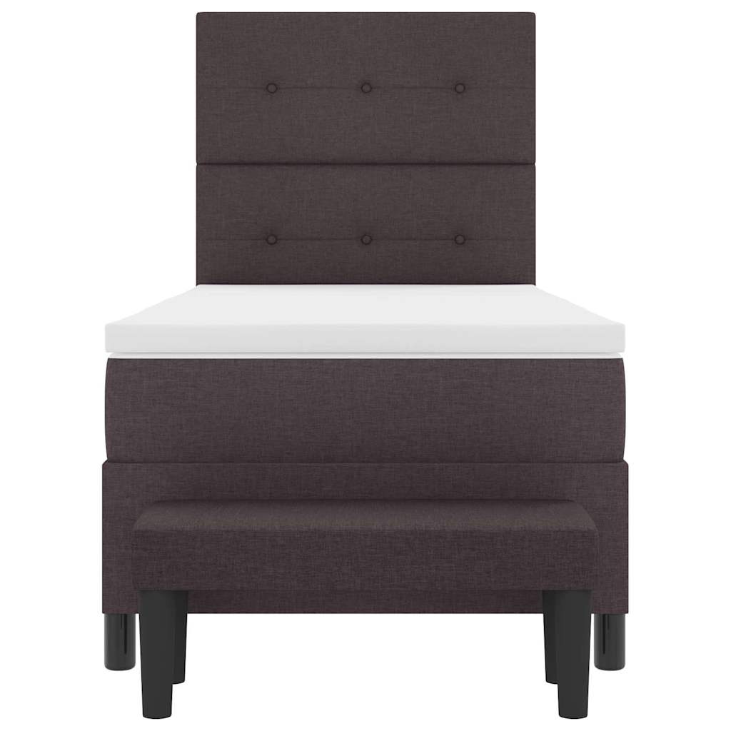 Lit à ressorts avec tête de lit Marron foncé 90 x 190 cm tissu