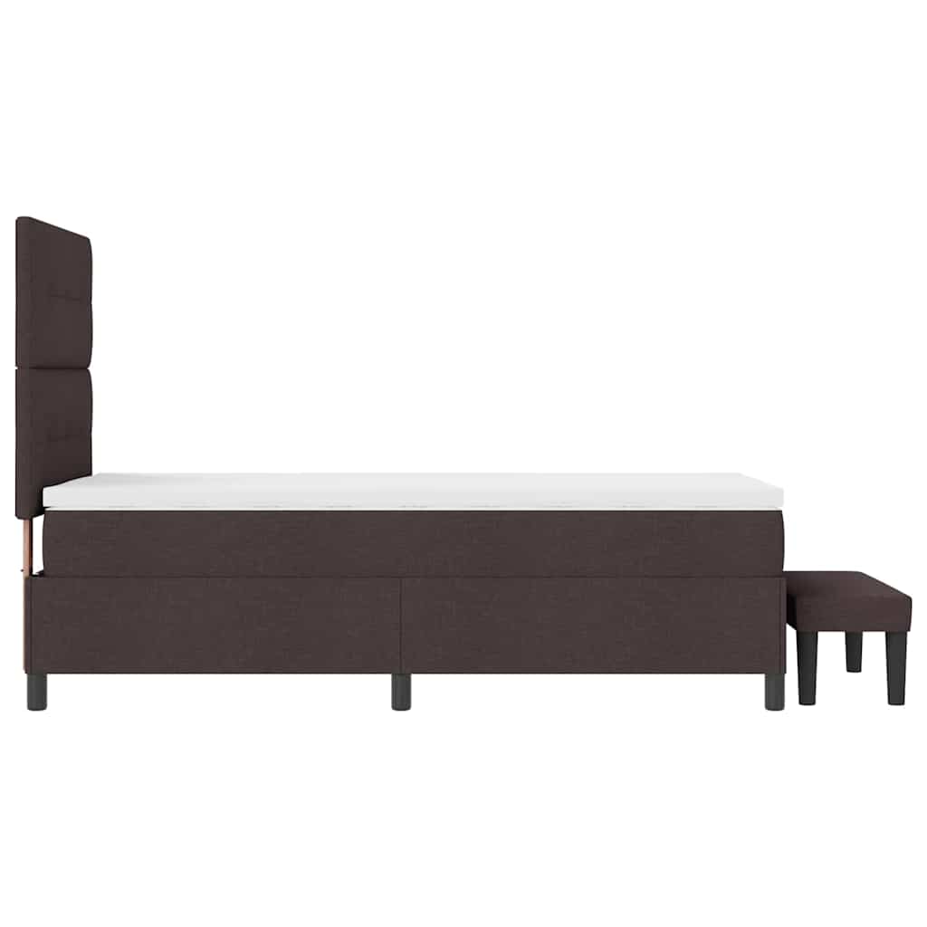 Lit à ressorts avec tête de lit Marron foncé 90 x 190 cm tissu