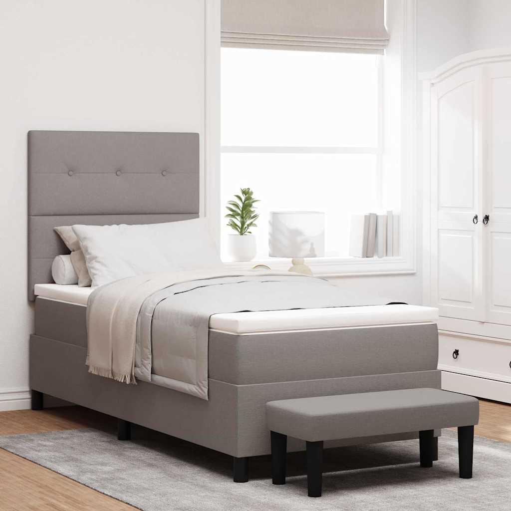Lit à ressorts avec matelas Taupe 90 x 200 cm tissu - XIOS