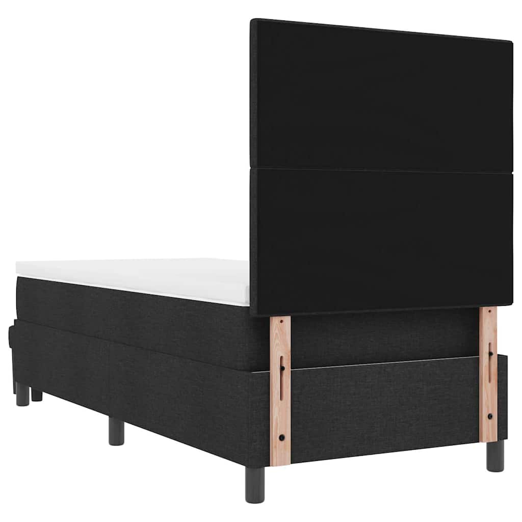 Lit à ressorts avec tête de lit Noir 100 x 200 cm tissu - XIOS