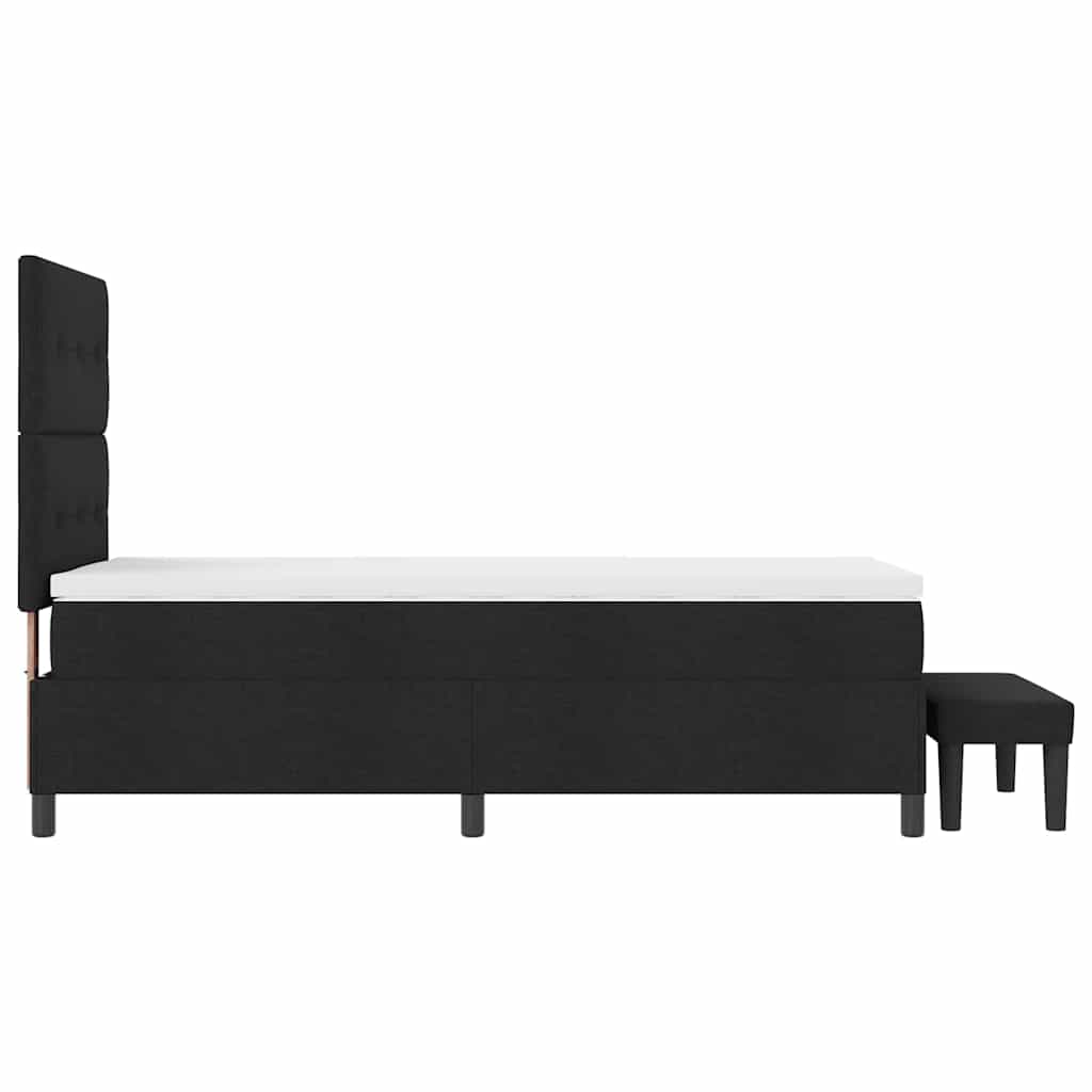 Lit à ressorts avec tête de lit Noir 100 x 200 cm tissu - XIOS